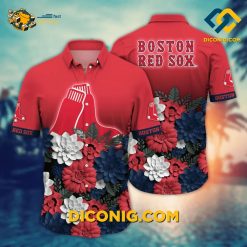 MLB Boston Red Sox Hawaiian Shirt Custom Bold Blossom Fade