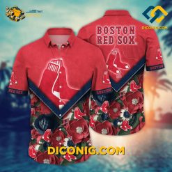 MLB Boston Red Sox Hawaiian Shirt Custom Chevron Floral Vibe