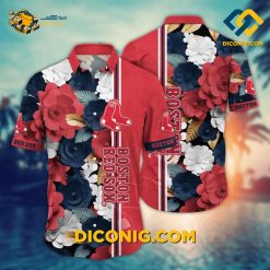 MLB Boston Red Sox Hawaiian Shirt Custom Classic Floral Stripe
