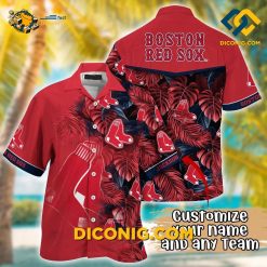 MLB Boston Red Sox Hawaiian Shirt Custom Leaf Pattern