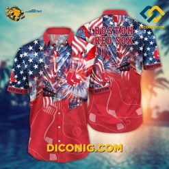 MLB Boston Red Sox Hawaiian Shirt Custom Patriotic Fireworks Celebration