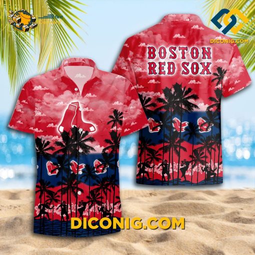 MLB Boston Red Sox Hawaiian Shirt Custom Sunset Beach