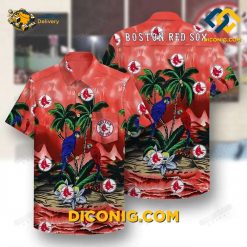 MLB Boston Red Sox Hawaiian Shirt Custom Tropical Paradise Parrot