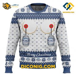 busch light titties ugly christmas sweater