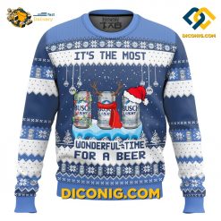 busch light ugly christmas sweater its the most wonderful time for a beer