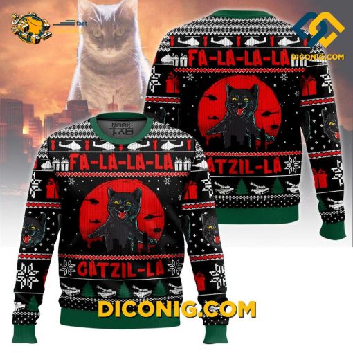 Catzilla Ugly Christmas Sweater