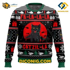 catzilla ugly christmas sweater