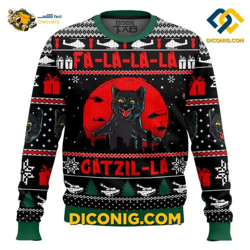 Catzilla Ugly Christmas Sweater