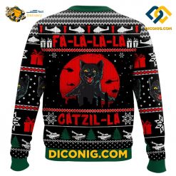 catzilla ugly christmas sweater