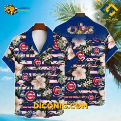 MLB Chicago Cubs Hawaiian Shirt Custom Hibiscus Stripes