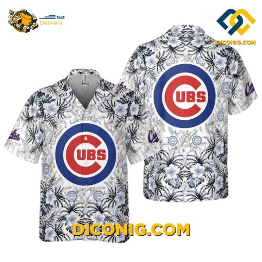 MLB Chicago Cubs Hawaiian Shirt Custom Monochrome Tropical