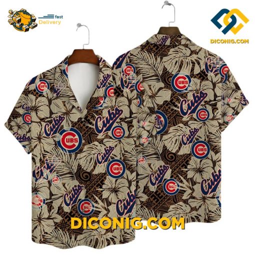 MLB Chicago Cubs Hawaiian Shirt Custom Tropical Brown Leaf