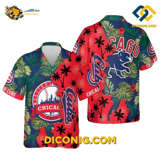 MLB Chicago Cubs Hawaiian Shirt Custom Tropical Palms Split
