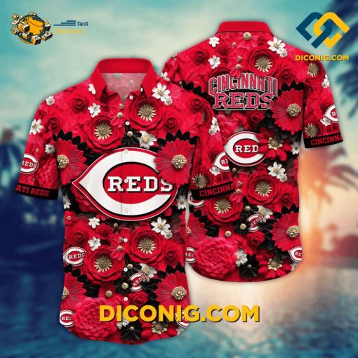 MLB Cincinnati Reds Hawaiian Shirt Custom Floral Extravaganza