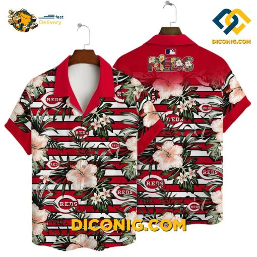 MLB Cincinnati Reds Hawaiian Shirt Custom Floral Stripes