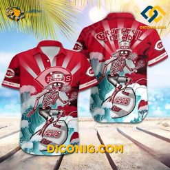 cincinnati reds hawaiian shirt grateful surfer