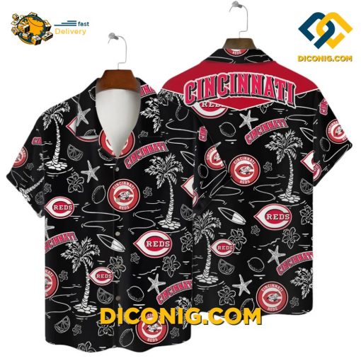 MLB Cincinnati Reds Hawaiian Shirt Custom Island Icons