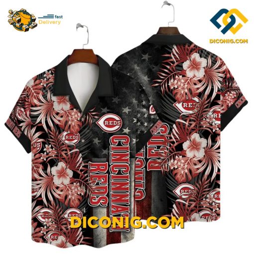MLB Cincinnati Reds Hawaiian Shirt Custom Patriotic Floral