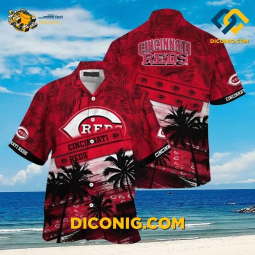 MLB Cincinnati Reds Hawaiian Shirt Custom Sunset Palms