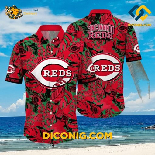 MLB Cincinnati Reds Hawaiian Shirt Custom Tropical Foliage
