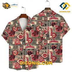 cincinnati reds hawaiian shirt vintage patchwork