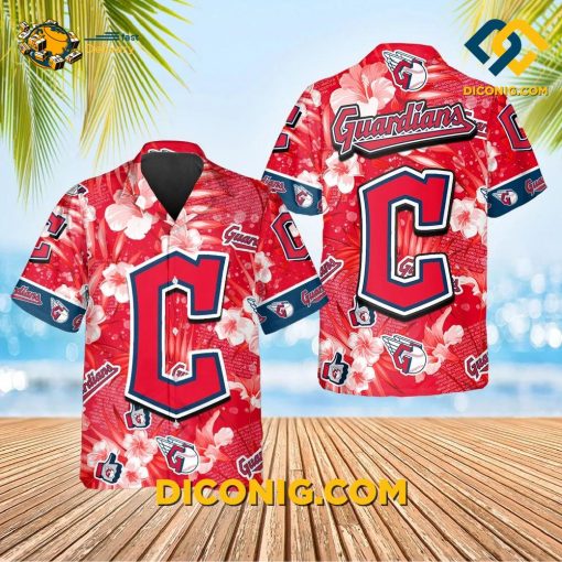 MLB Cleveland Guardians Hawaiian Shirt Custom Hibiscus Emblem