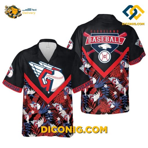 MLB Cleveland Guardians Hawaiian Shirt Custom Tropical Logo Collage