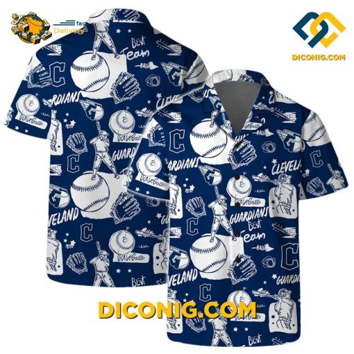 MLB Cleveland Guardians Hawaiian Shirt Custom Tropical Monochrome