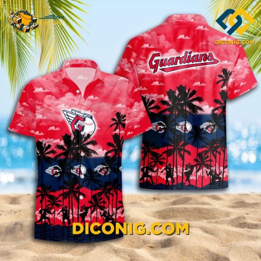 MLB Cleveland Guardians Hawaiian Shirt Custom Tropical Sunset