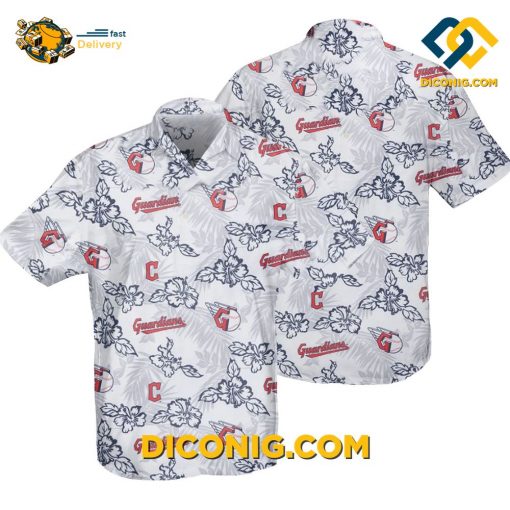 MLB Cleveland Guardians Hawaiian Shirt Custom White Hibiscus