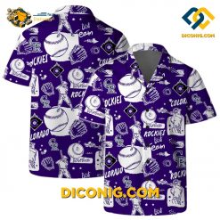 MLB Colorado Rockies Hawaiian Shirt Custom Baseball Sketch