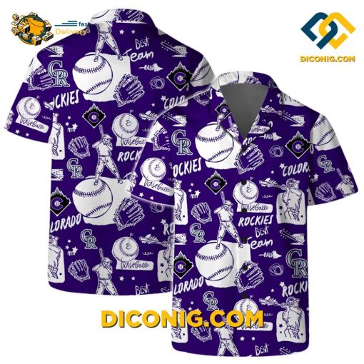 MLB Colorado Rockies Hawaiian Shirt Custom Baseball Sketch