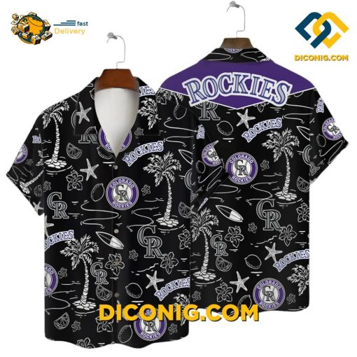 MLB Colorado Rockies Hawaiian Shirt Custom Black Tropics