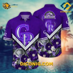 MLB Colorado Rockies Hawaiian Shirt Custom Chevron Bloom