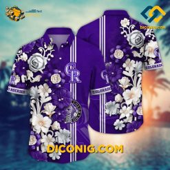 MLB Colorado Rockies Hawaiian Shirt Custom Floral Stripe