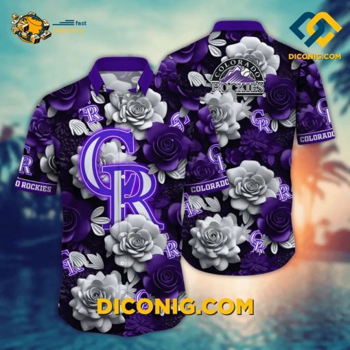 MLB Colorado Rockies Hawaiian Shirt Custom Rose Bloom