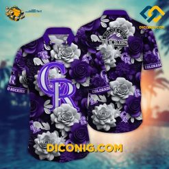 MLB Colorado Rockies Hawaiian Shirt Custom Rose Elegance