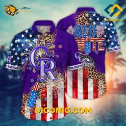 MLB Colorado Rockies Hawaiian Shirt Custom Star-Spangled Fireworks
