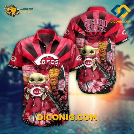 MLB Cute Baby Yoda Cincinnati Reds Hawaiian Shirt