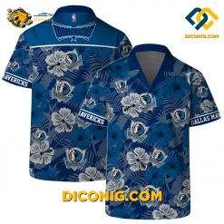 NBA Dallas Mavericks Hawaiian Shirt Custom Blue Floral Hibiscus