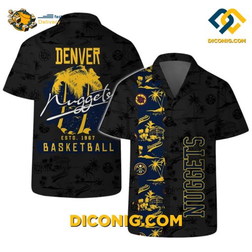 NBA Denver Nuggets Hawaiian Shirt Custom Retro Sunset Palm