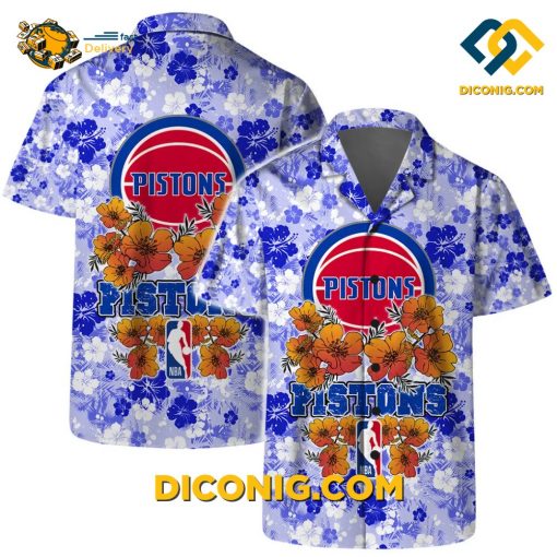 NBA Detroit Pistons Hawaiian Shirt Custom Floral Breeze