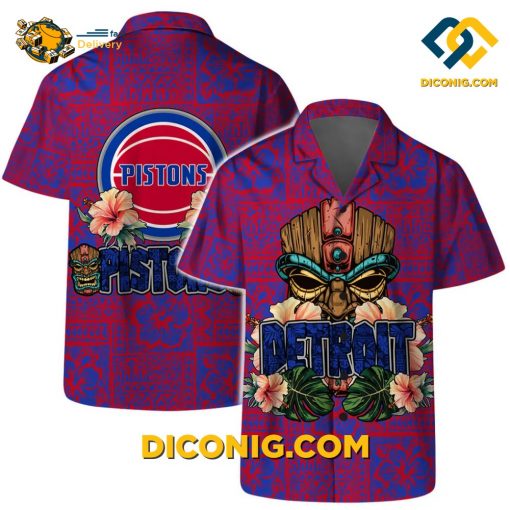 NBA Detroit Pistons Hawaiian Shirt Custom Tiki Vibes