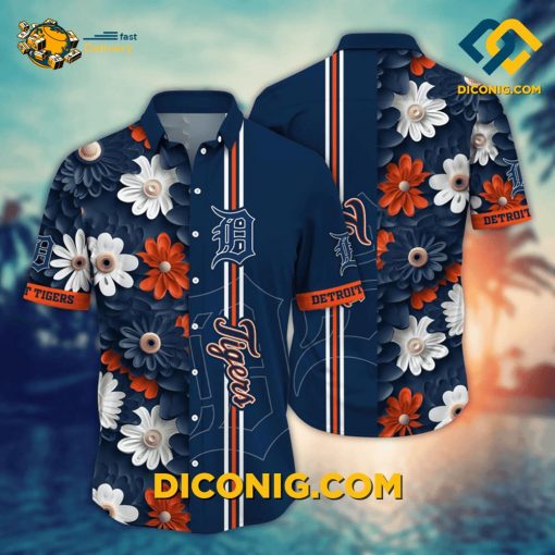 MLB Detroit Tigers Hawaiian Shirt Custom Bold Daisy