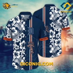 MLB Detroit Tigers Hawaiian Shirt Custom Classic Hibiscus Floral