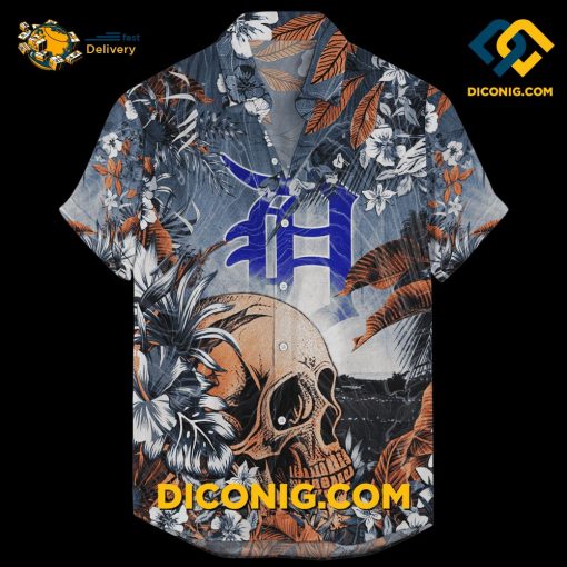 MLB Detroit Tigers Hawaiian Shirt Custom Coastal Skull