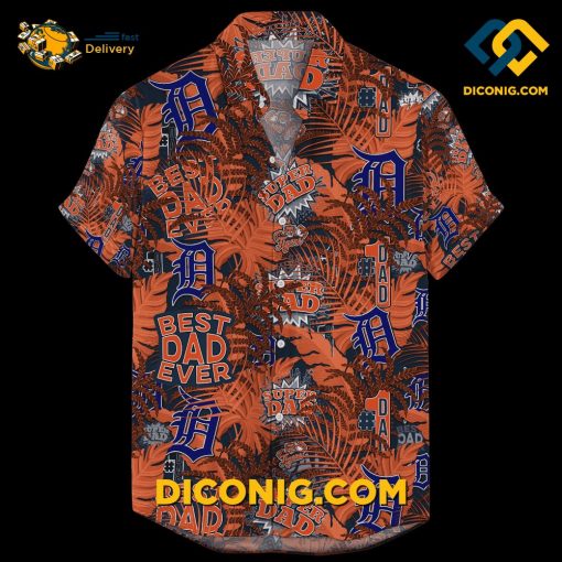 MLB Detroit Tigers Hawaiian Shirt Custom Dad Orange