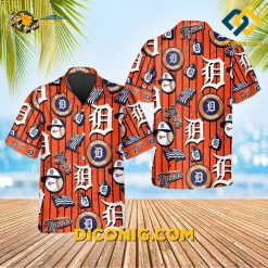 MLB Detroit Tigers Hawaiian Shirt Custom Orange Stripe Logo
