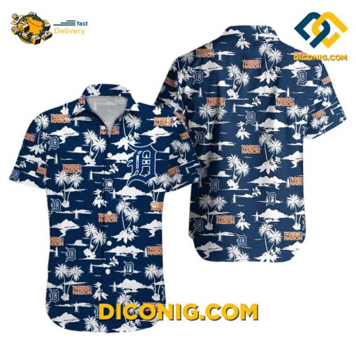 MLB Detroit Tigers Scenic Palm Hawaiian Shirt