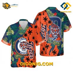 MLB Detroit Tigers Hawaiian Shirt Custom Sunset Palms